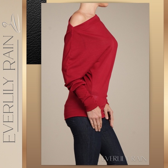 Burgundy Red Dolman Sleeve Top - Picture 4 of 9
